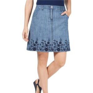 Karen Scott Embroidered Denim Skort Size 12